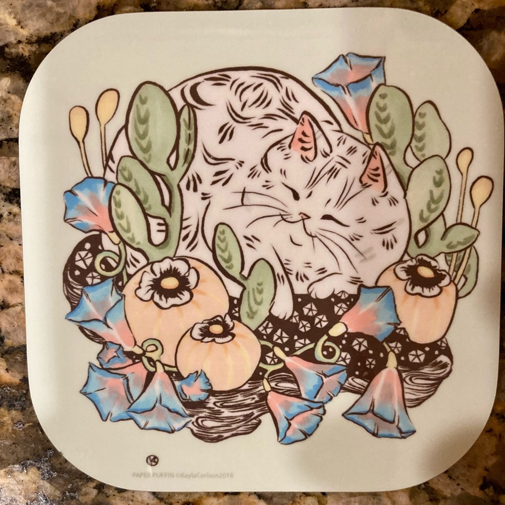 Cute Cat and Plant Coasters (set of 4) - Picture 7 of 7